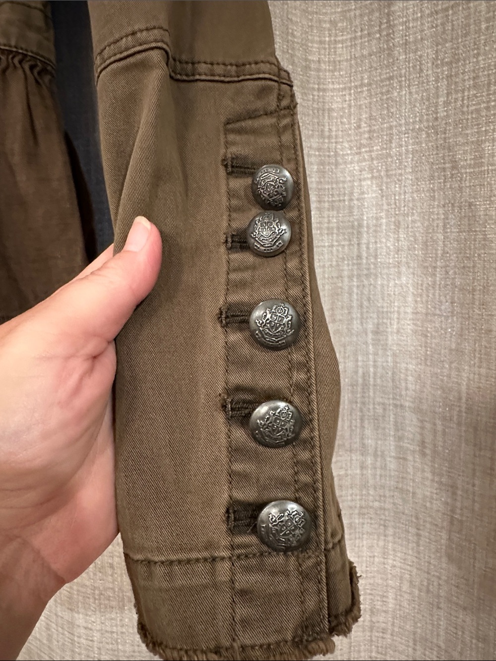 Free People Army  Brown Double-Breasted Peplum Military-Style Jacket size Small - Picture 5 of 8